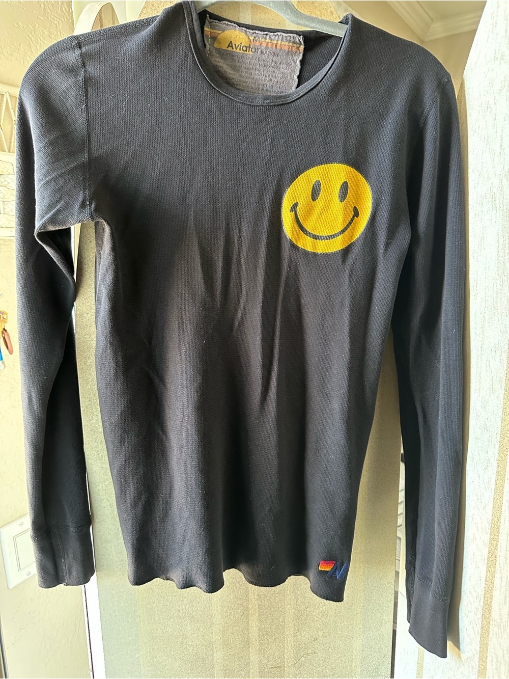Aviator Nation Black Long-Sleeve Smile Tee